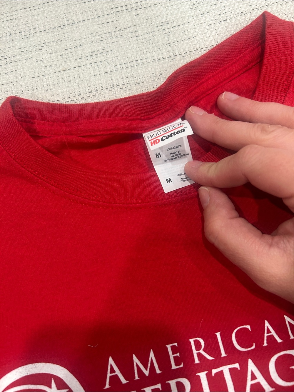 Fruit of the Loom Red American Heritage Girls Short Sleeve Tee - Picture 2 of 2